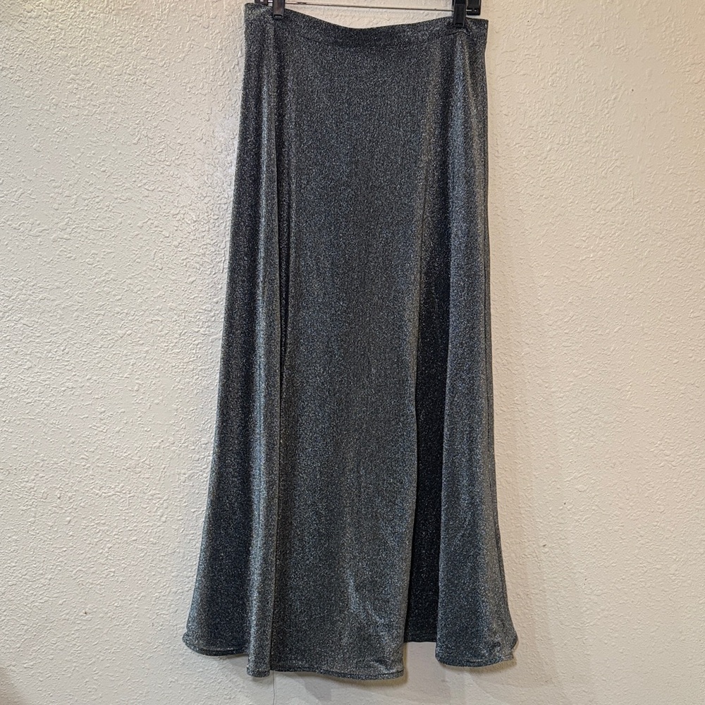 Ronni Nicole Metallic Charcoal Maxi Skirt